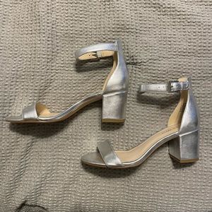 Nine West Silver Block Heels 2.5 Inches